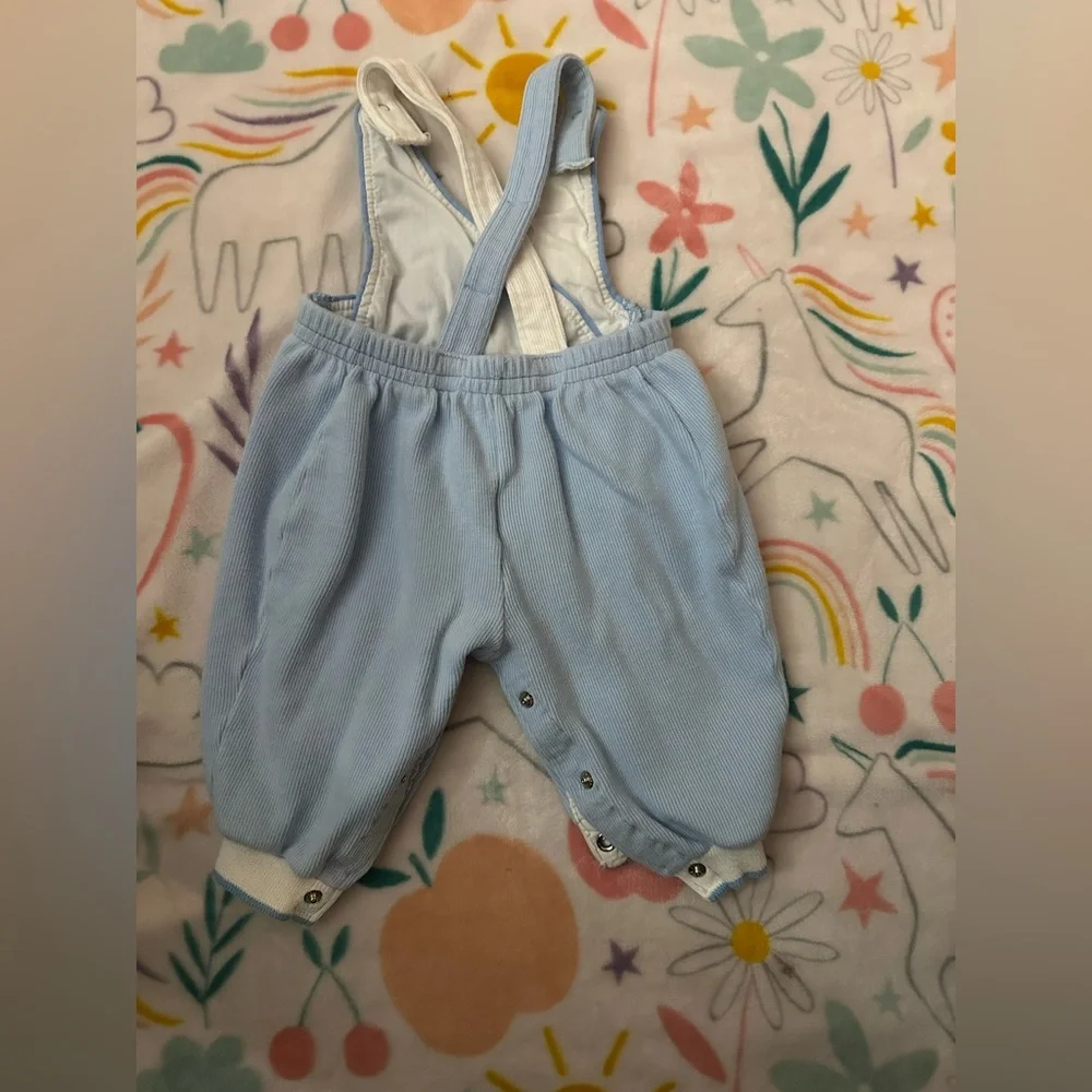 Vintage Carter's Light‎ Blue Elephant Overalls Baby size 6 months